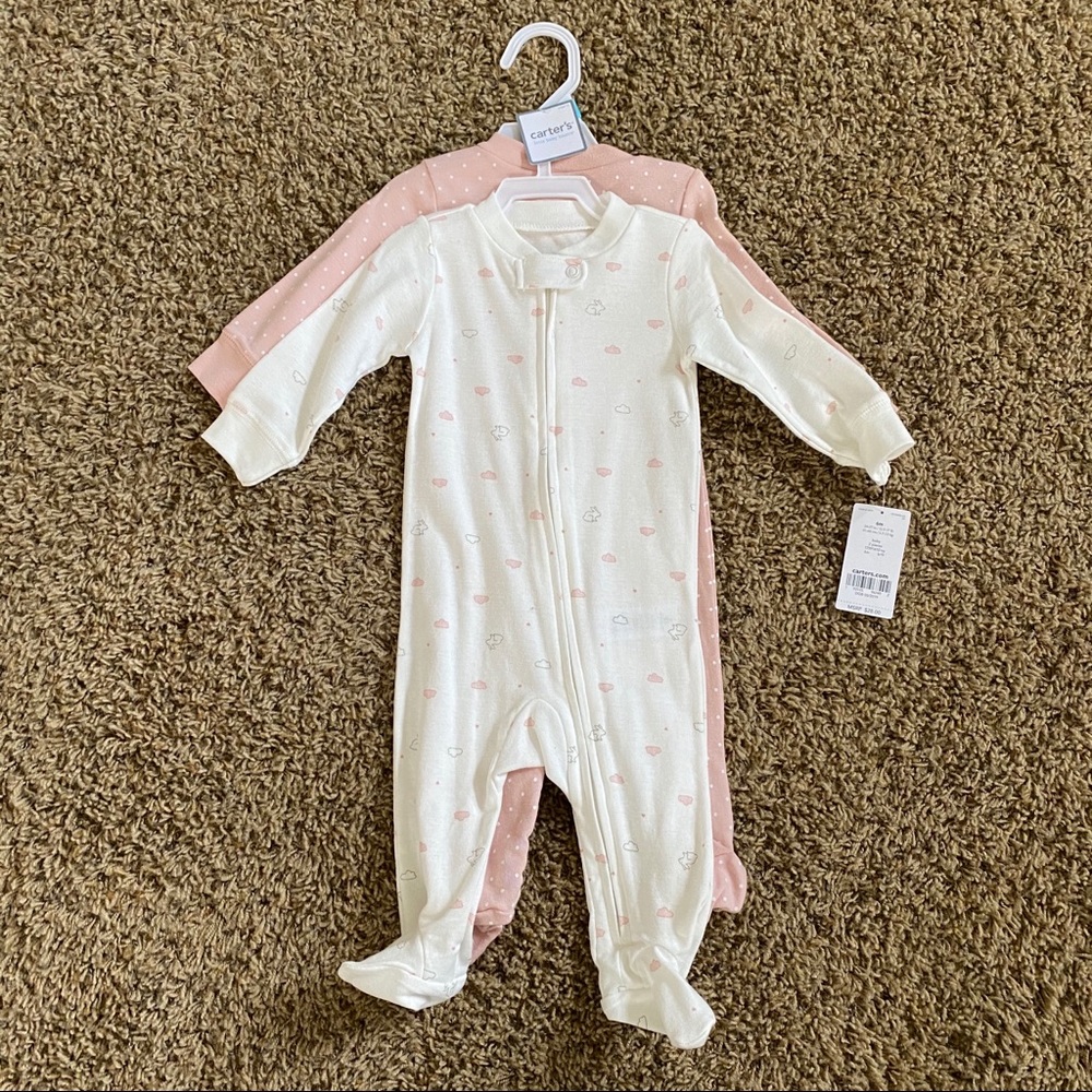 NWT Carters 2 pack of zipper footies 6m